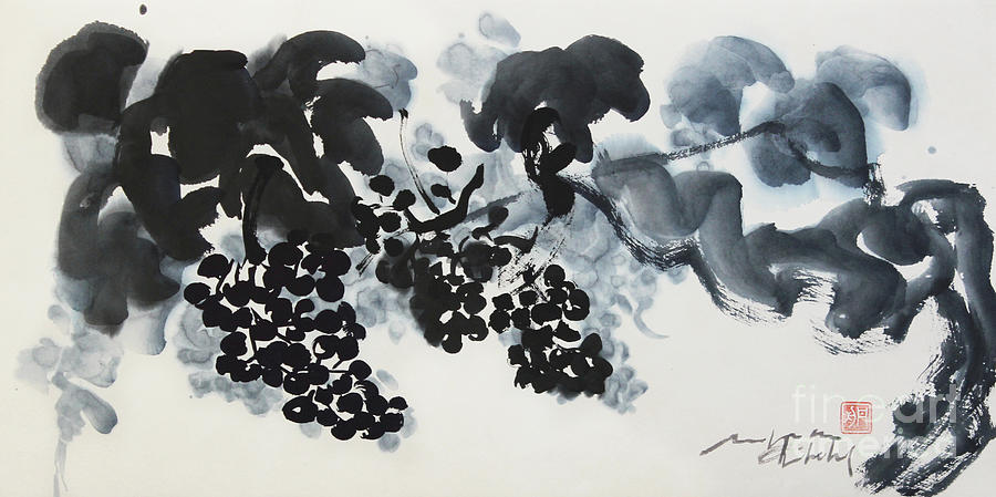 Grapes Vine In Lively Brush Strokes Painting