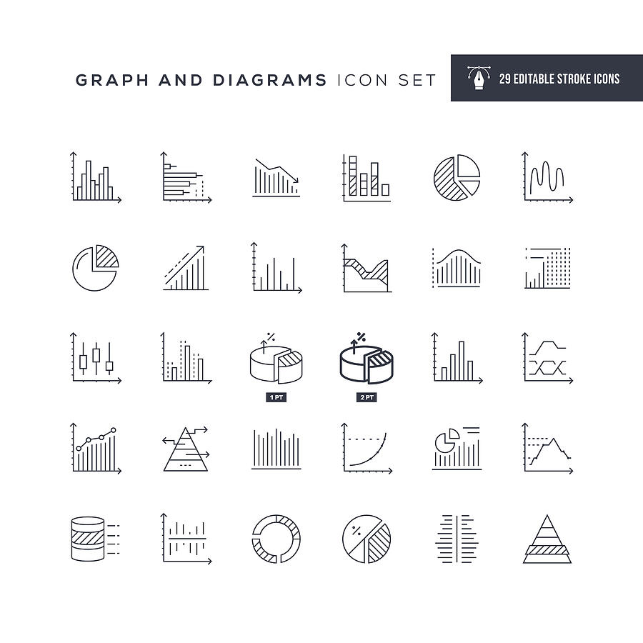 Graph and Diagrams Editable Stroke Line Icons Drawing by Enis Aksoy