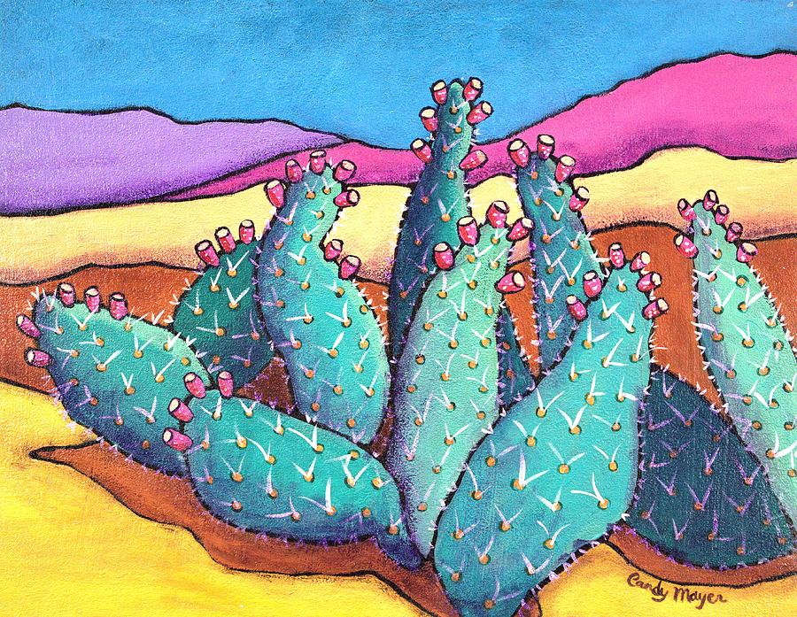 Graphic Cactus Painting by Candy Mayer