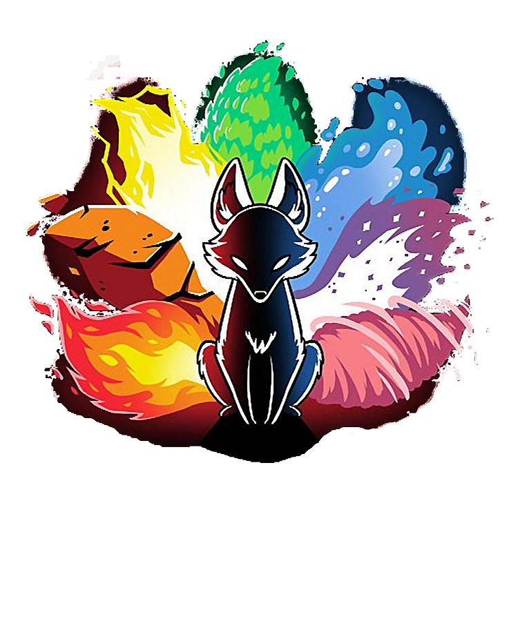 Graphic Fox Elementalist Kitsune Digital Art by Kitsune - Pixels