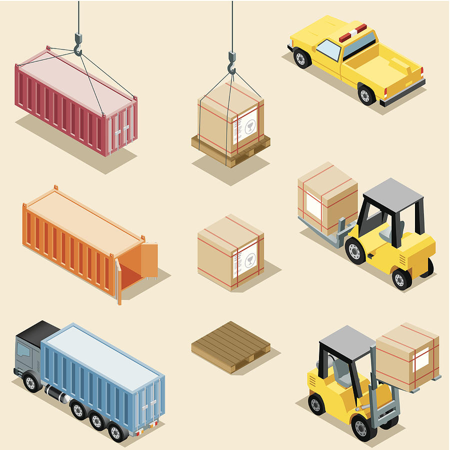 Graphic image of different stages of freight transportation Drawing by Roccomontoya