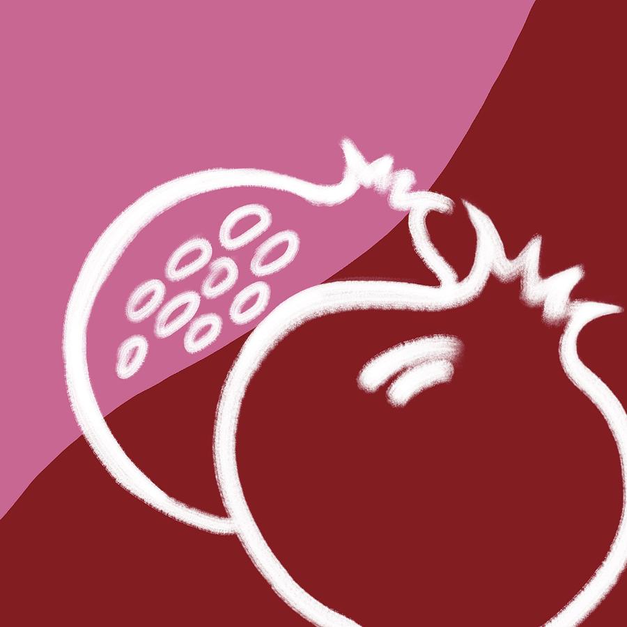 Juice Mixed Media - Graphic Pomegranate by Masha Batkova