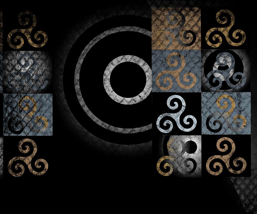Graphic Symbols Grungy Celtic Spiral Pattern Drawing by Joan Stratton