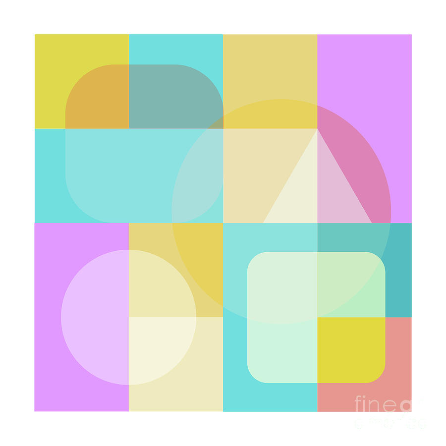 Pastel Colored Square Graphical shapes Abstract Digital Art by Nilesh Bhange