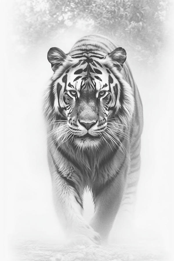 Wildlife Drawing - Graphite drawing of a tiger by David Mohn