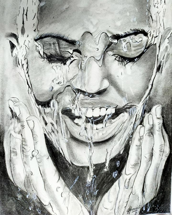 This was one of my first realistic drawings, a key with water drops : r/ drawing