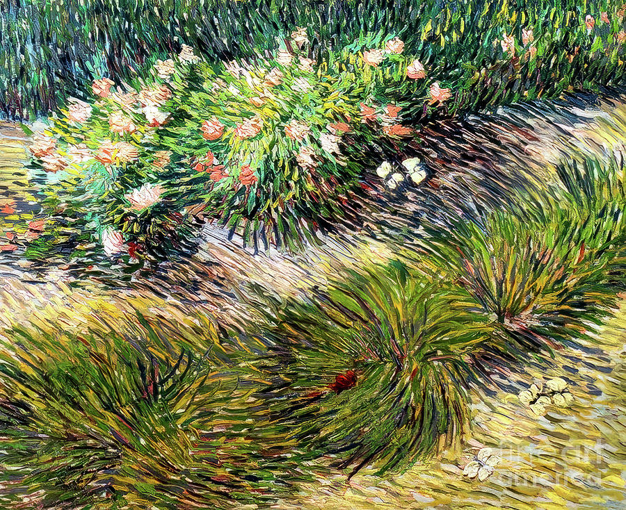 Grass and Butterflies by Vincent Van Gogh 1887 Painting by Vincent Van Gogh
