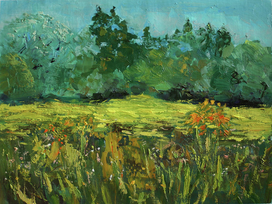 Grass And Flowers In The Meadow Painting by Svetlana Samovarova