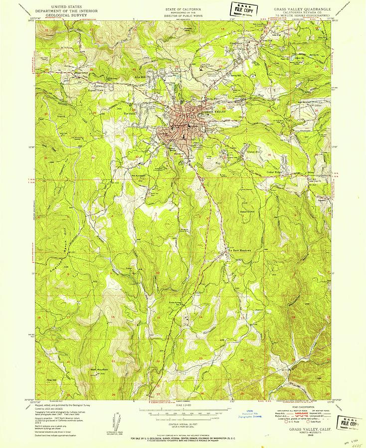 Grass Valley CA From 1949 Vintage Map High Quality Mixed Media By   Grass Valley Ca From 1949 Vintage Map High Quality Vintage Map Meltdown 