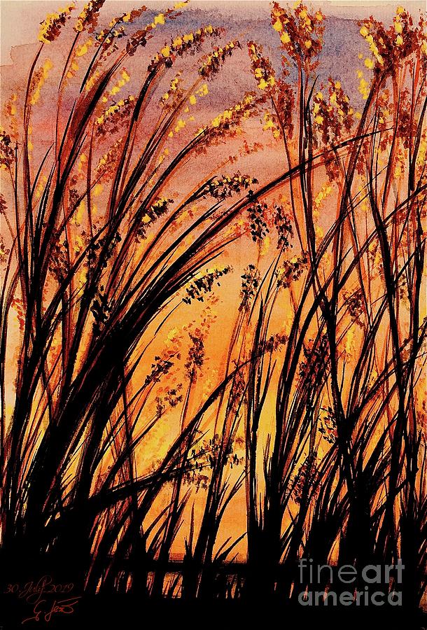Grasses In The Sunset Painting