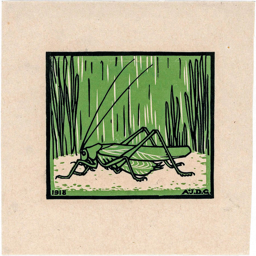 Grasshopper Julie de Graag 1918 Painting by Artistic Rifki