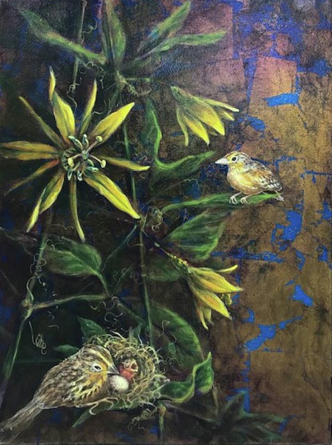 Grasshopper Sparrows Painting by Ashley Kujan