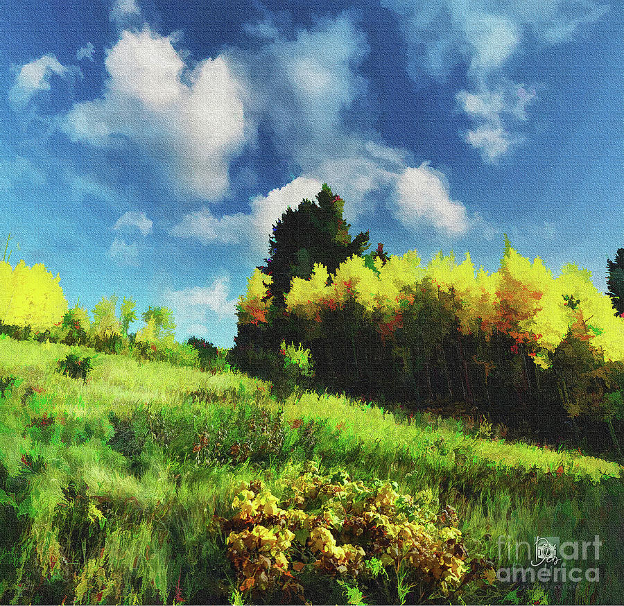 Grassy Mountainside Digital Art by Deb Nakano
