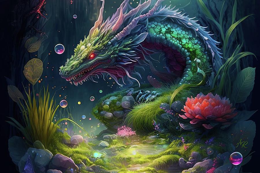 Grassy Pond Dragon Digital Art by Adrian Reich