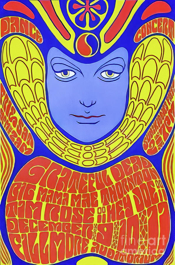 Grateful Dead 1966 San Francisco Concert Poster Drawing by M G Whittingham