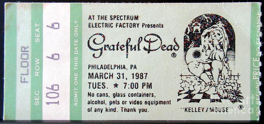 Grateful Dead Concert Ticket March 1987 Photograph by Susan Carella