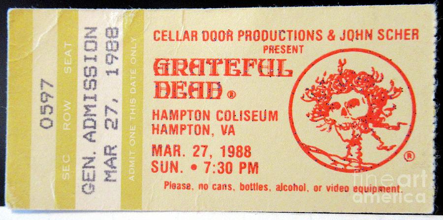 Grateful Dead Hampton Coliseum Ticket Stub Photograph by Susan Carella