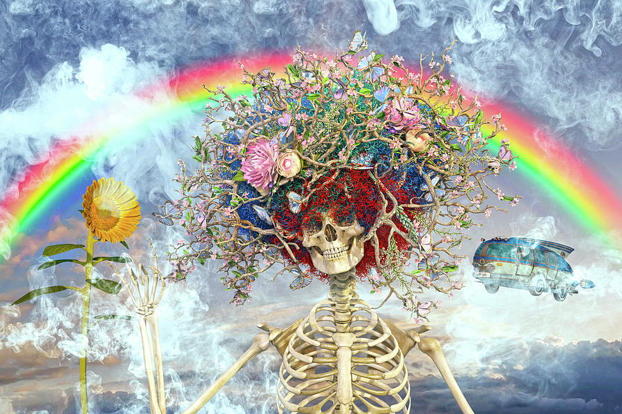 Sunflower Digital Art - Grateful Dead Hippie Forever by Betsy Knapp