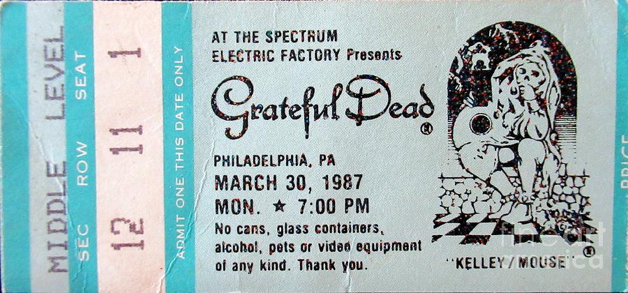 Grateful Dead Spectrum Ticket Stub 1987 Photograph by Susan Carella