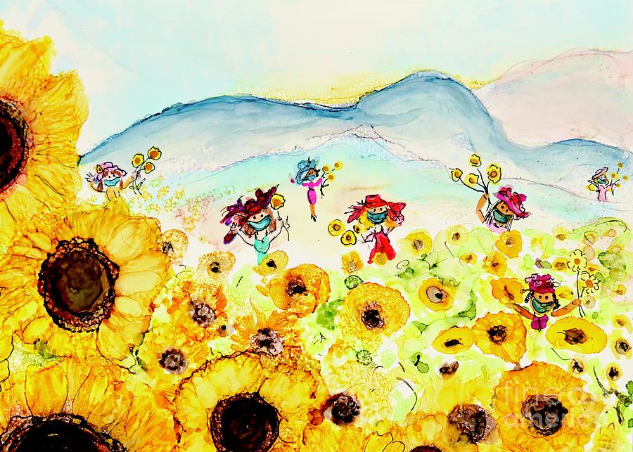 Grateful Sunflowers Painting by Patty Donoghue