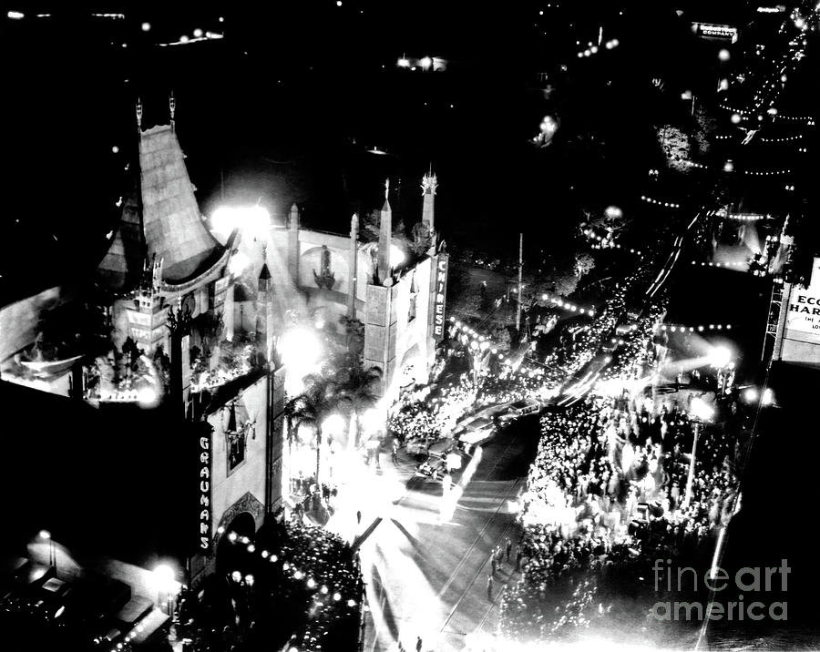 Hollywood Photograph - Graumans Chinese Theatre on Premiere Night by Sad Hill - Bizarre Los Angeles Archive