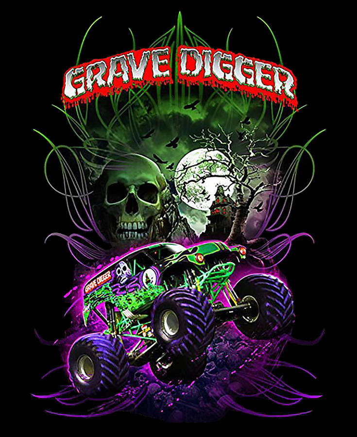 Grave Digger Monster Jam Monster Truck Drawing by Bettye Ritchie - Fine ...