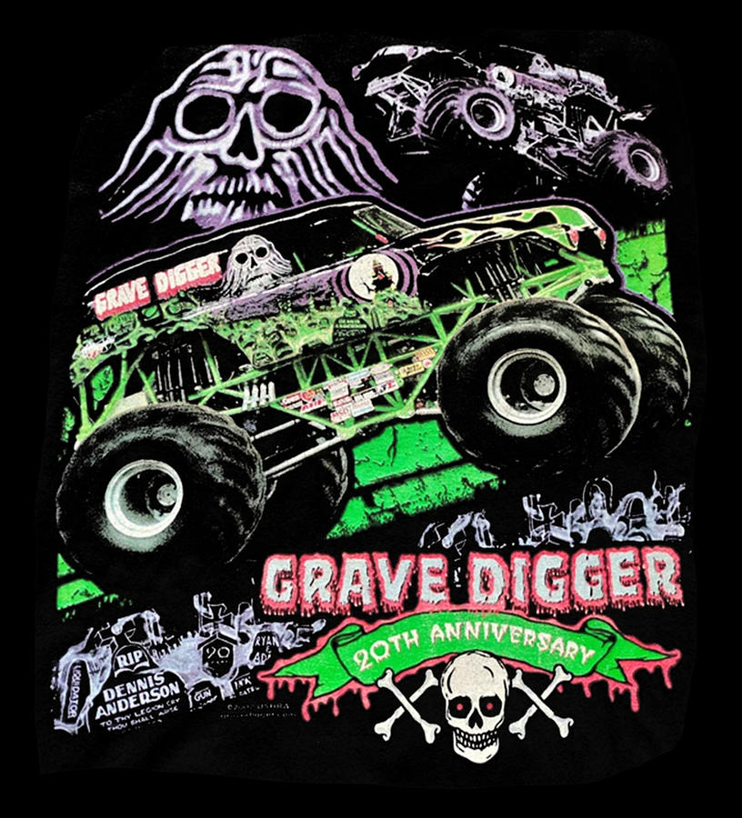 Grave Digger Monster Truck 20 Anniversary Drawing by Bettye Ritchie