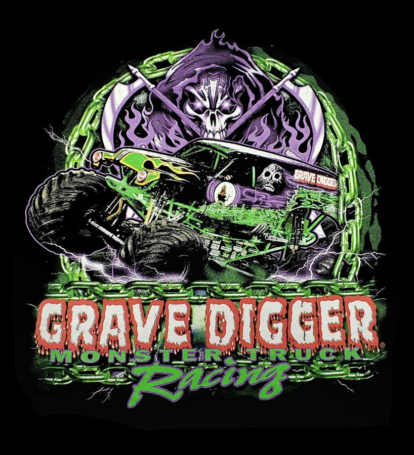 Grave Digger Monster Truck Vintage Racing Drawing by Bettye Ritchie ...