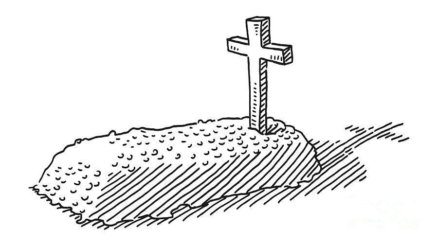 cross tombstone drawing