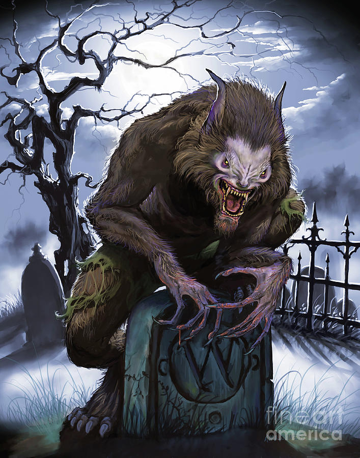 Werewolf Digital Art - Graveyard Werewolf by Stanley Morrison