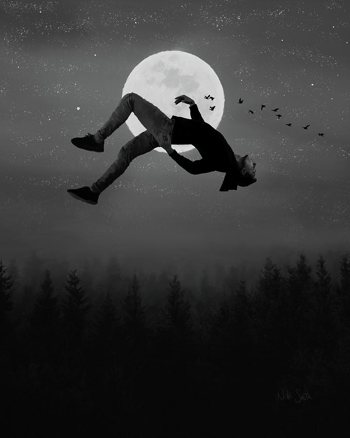 Gravity in Black and White Digital Art by Nikki Marie Smith