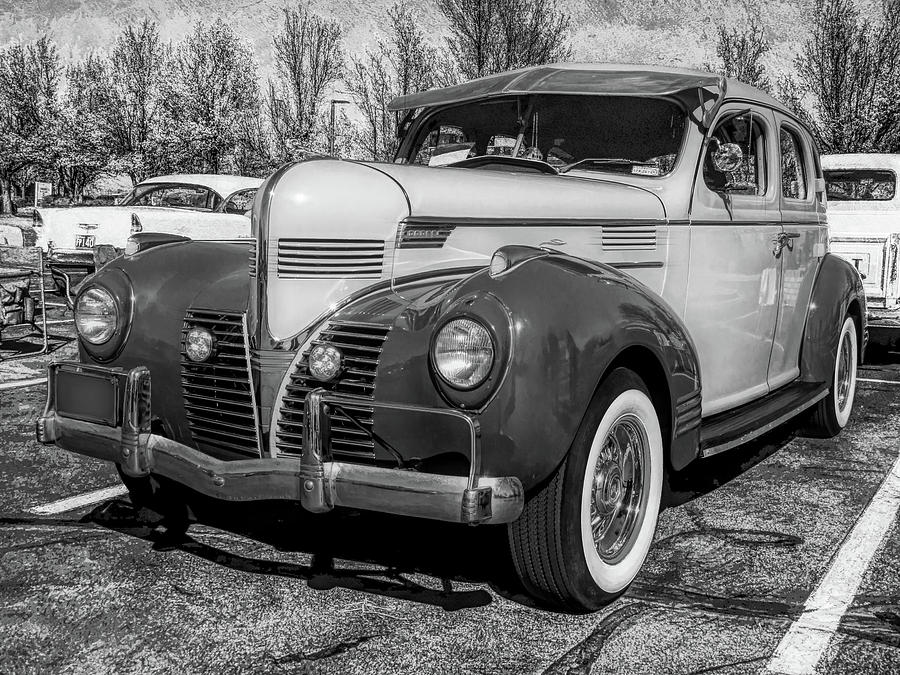 Gray 1939 Dodge Sedan Front Bw Photograph by DK Digital