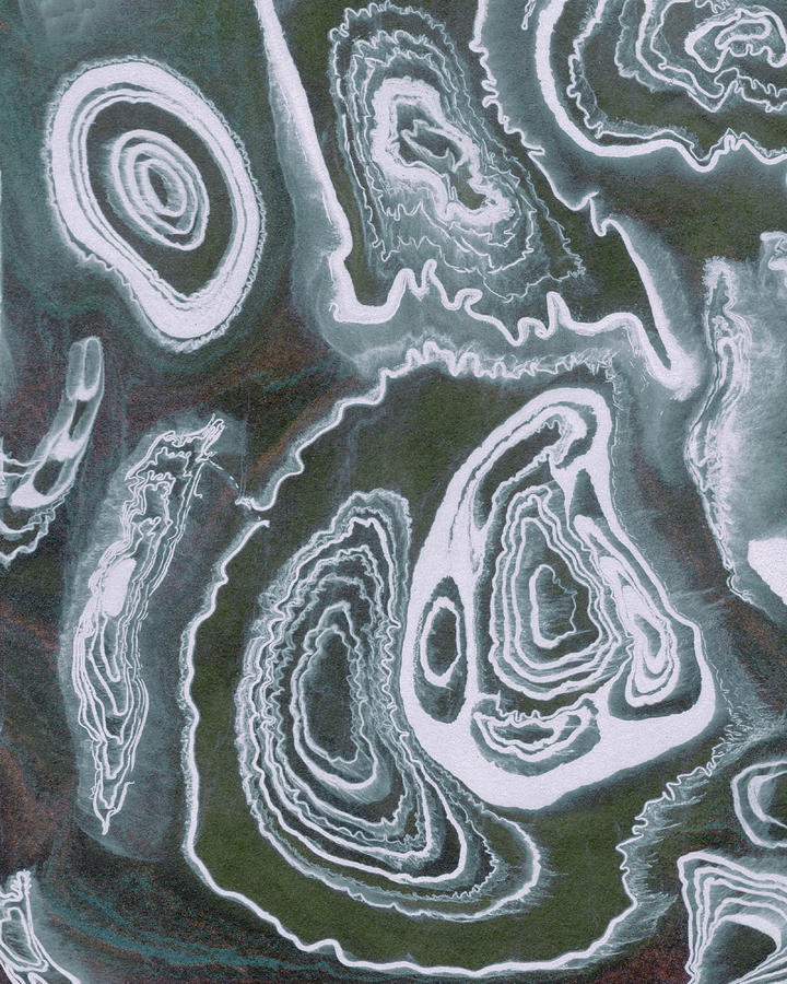 Gray Agate Stone Surface And Texture Abstract Watercolor Collection I Painting by Irina Sztukowski