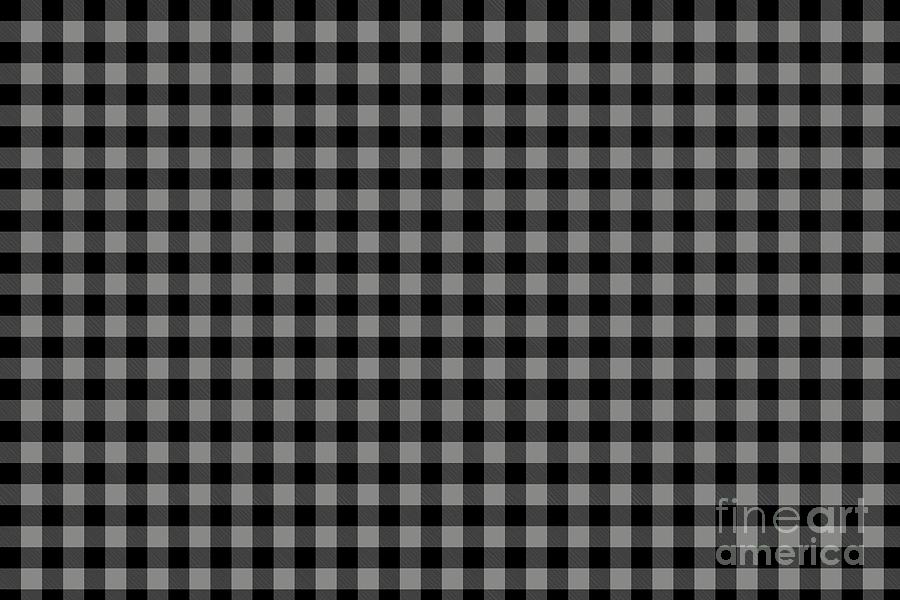 Pattern Digital Art - Gray and Black Buffalo Plaid Checkerboard Pattern Pairs 2022 Color of the Year Grey Suit 4004-2A by Petite Pattern - Minimal Graphic Designs