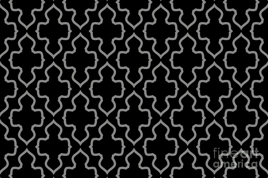 Pattern Digital Art - Gray and Black Ornamental Shape Pattern Pairs 2022 Color of the Year Grey Suit 4004-2A by Petite Pattern - Minimal Graphic Designs