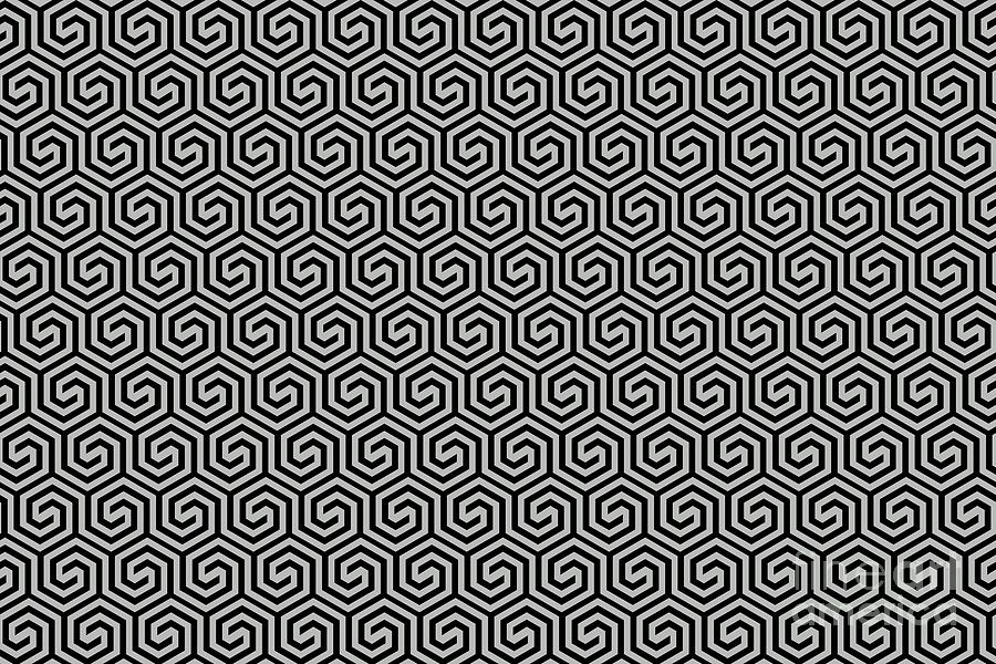Pattern Digital Art - Gray and Black Spiral Tessellation Pattern Pairs w/ 2022 Trending Color Behr Lunar Surface N460-3 by Petite Pattern - Minimal Graphic Designs