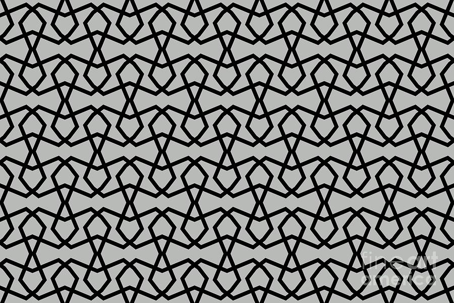 Pattern Digital Art - Gray and Black Tessellation Line Pattern 36 Pairs w/ 2022 Trending Color Behr Lunar Surface N460-3 by Petite Pattern - Minimal Graphic Designs