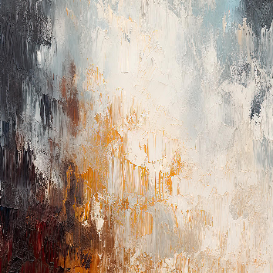 Gray and Orange Art Painting by Lourry Legarde