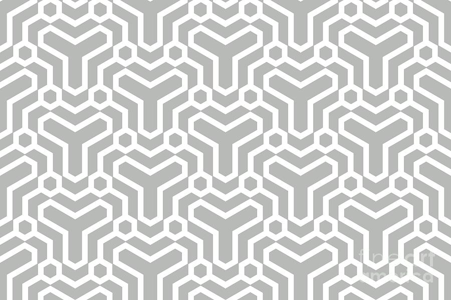 Pattern Digital Art - Gray and White Minimal Line Art Pattern 5 Shapes Pairs 2022 Trending Color Behr Lunar Surface N460-3 by Petite Pattern - Minimal Graphic Designs