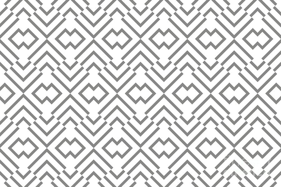 Pattern Digital Art - Gray and White Simple Art Deco Shape Pattern Pairs 2022 Color of the Year Grey Suit 4004-2A by Petite Pattern - Minimal Graphic Designs