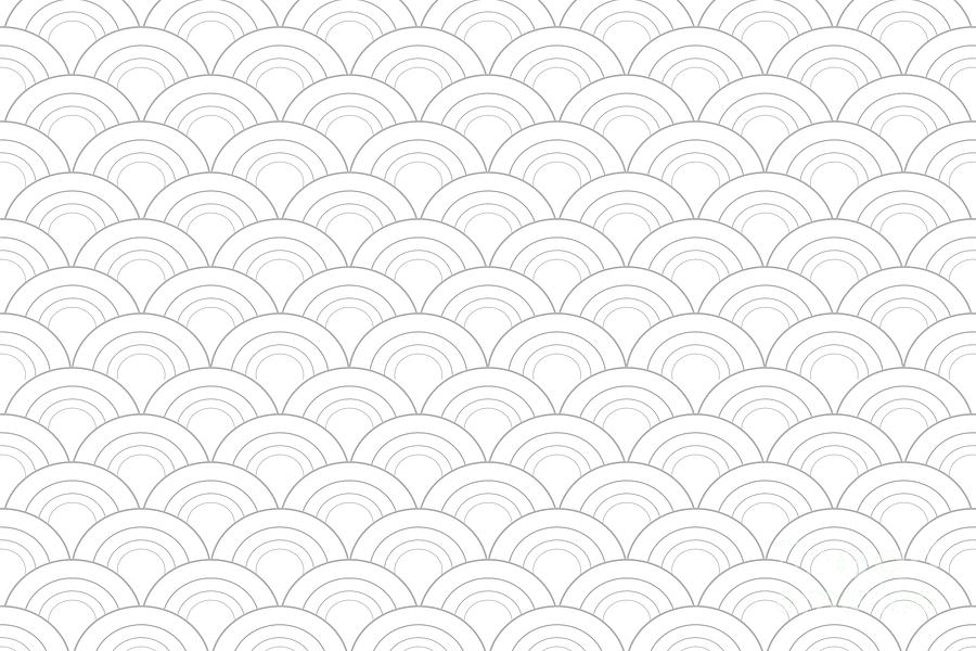 Pattern Digital Art - Gray and White Simple Scallop Curve Pattern Pairs w/ 2022 Trending Color Behr Lunar Surface N460-3 by Petite Pattern - Minimal Graphic Designs