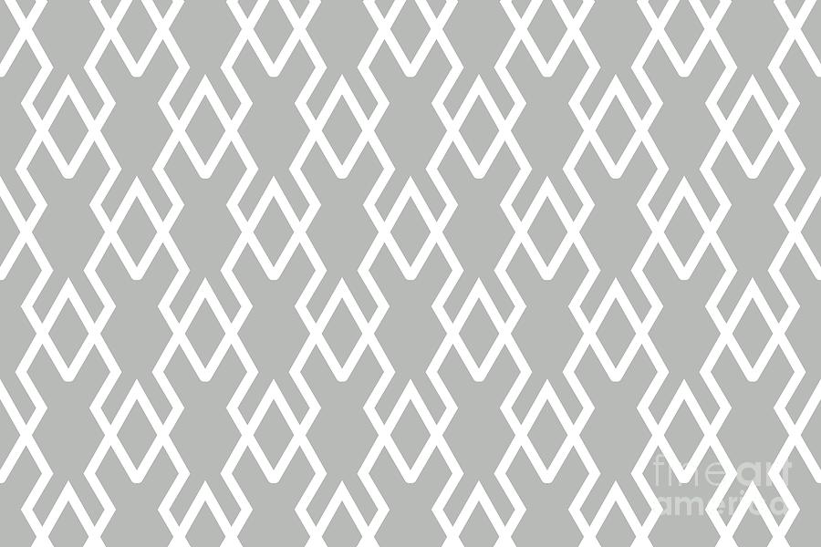 Pattern Digital Art - Gray and White Tessellation Line Pattern 19 Pairs w/ 2022 Trending Color Behr Lunar Surface N460-3 by Petite Pattern - Minimal Graphic Designs