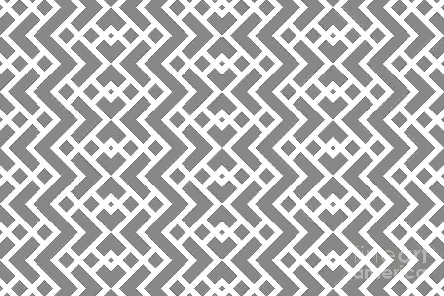 Pattern Digital Art - Gray and White Tessellation Line Pattern 25 Pairs 2022 Color of the Year Grey Suit 4004-2A by Petite Pattern - Minimal Graphic Designs