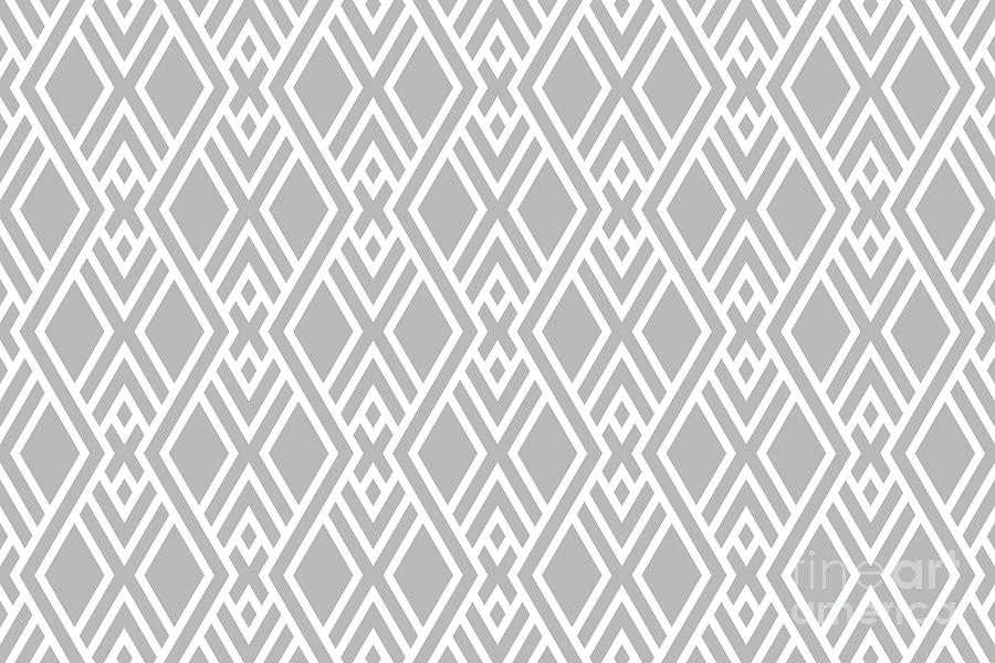 Pattern Digital Art - Gray and White Tessellation Line Pattern 39 Pairs w/ 2022 Trending Color Behr Lunar Surface N460-3 by Petite Pattern - Minimal Graphic Designs