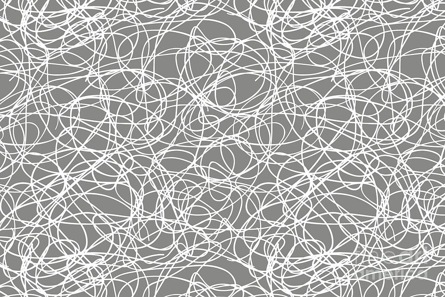 Pattern Digital Art - Gray and White Thick Scribble Mosaic Pattern Pairs 2022 Color of the Year Grey Suit 4004-2A by Petite Pattern - Minimal Graphic Designs