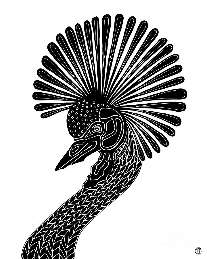 Gray Crowned Crane. Wild Animal Ink 29 Drawing by Amy E Fraser Gray Crowned Crane. Wild Animal Ink 29 Drawing by Amy E Fraser