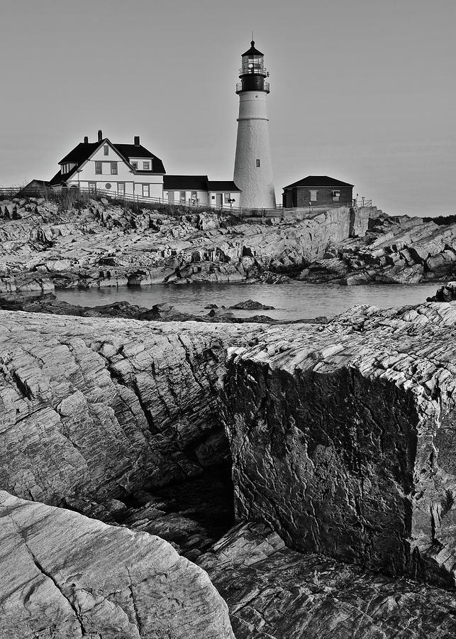 Gray Day at Portland Lighthouse Photograph by Frozen in Time Fine Art Photography
