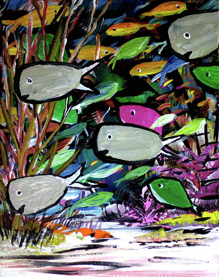 Gray Fish Painting by James and Donna Daugherty