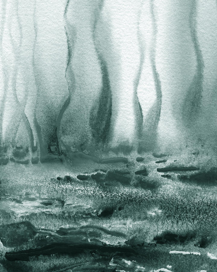 Gray Peaceful Waves And Seaweed Under The Sea Painting by Irina Sztukowski