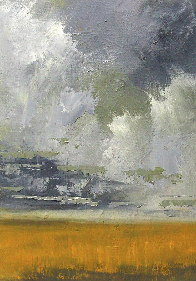 Gray Sky Prairie Painting by Nancy Merkle